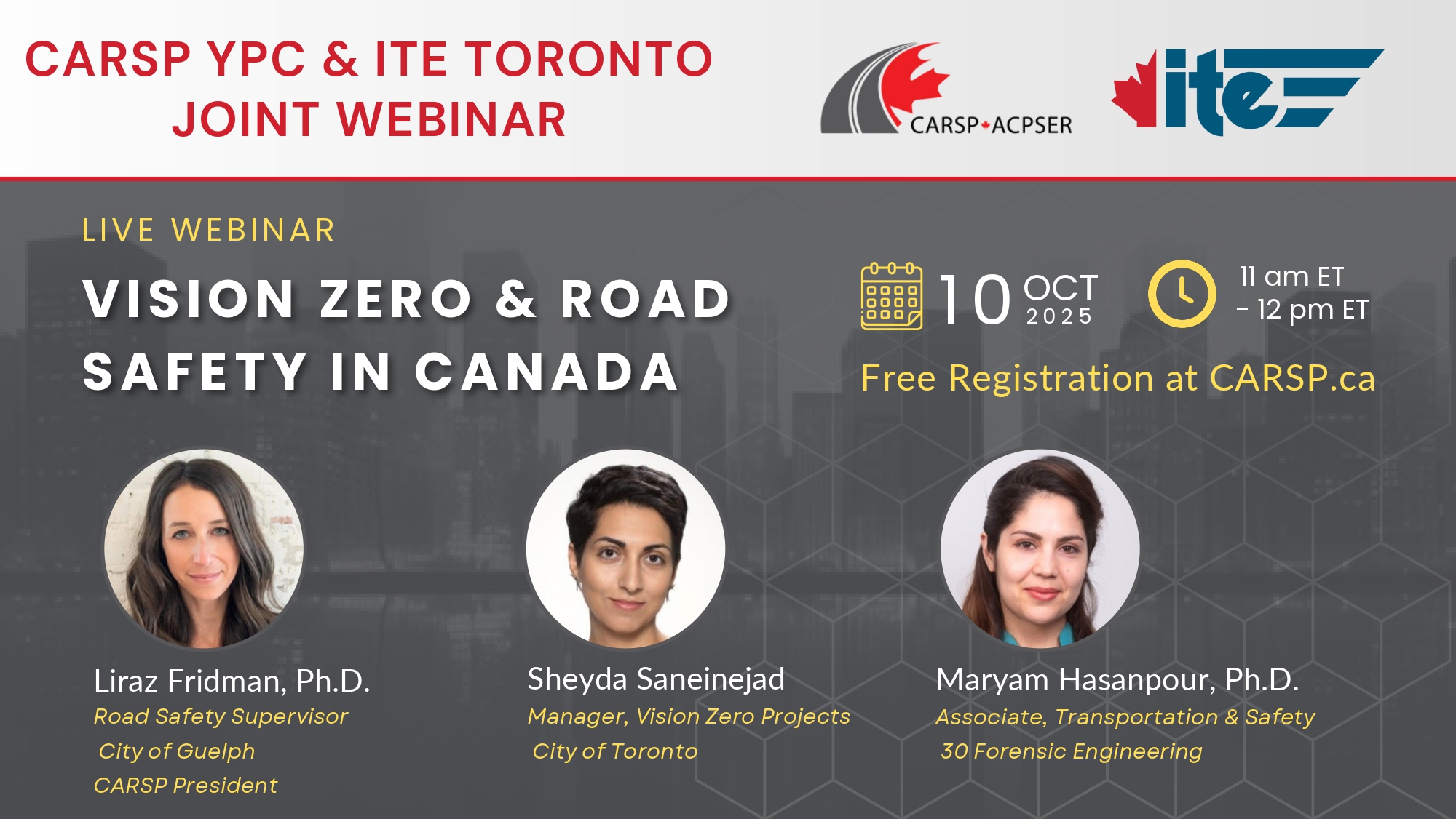 CARSP YPC & ITE Toronto – Vision Zero Webinar